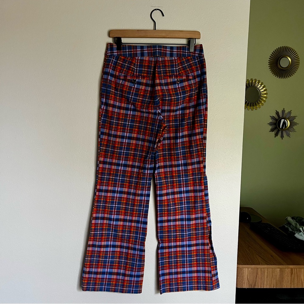 ANTHROPOLOGIE Mauve Flared Plaid Pants Size 6 - Picture 8 of 15